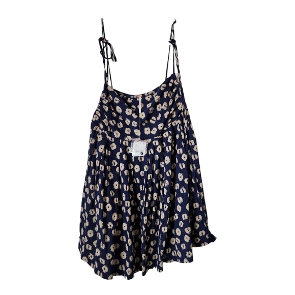 FREE PEOPLE indigo Molly Tunic top tassle tie shoulder NEW size M - Picture 8 of 9